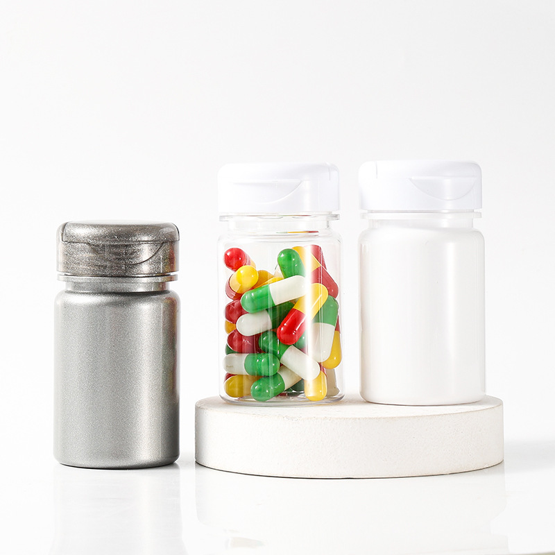 pet 60ml pearlescent large ring bottle flip cap plastic bottle health care product bottle capsule bottle calcium tablet bottle packaging medicine bottle