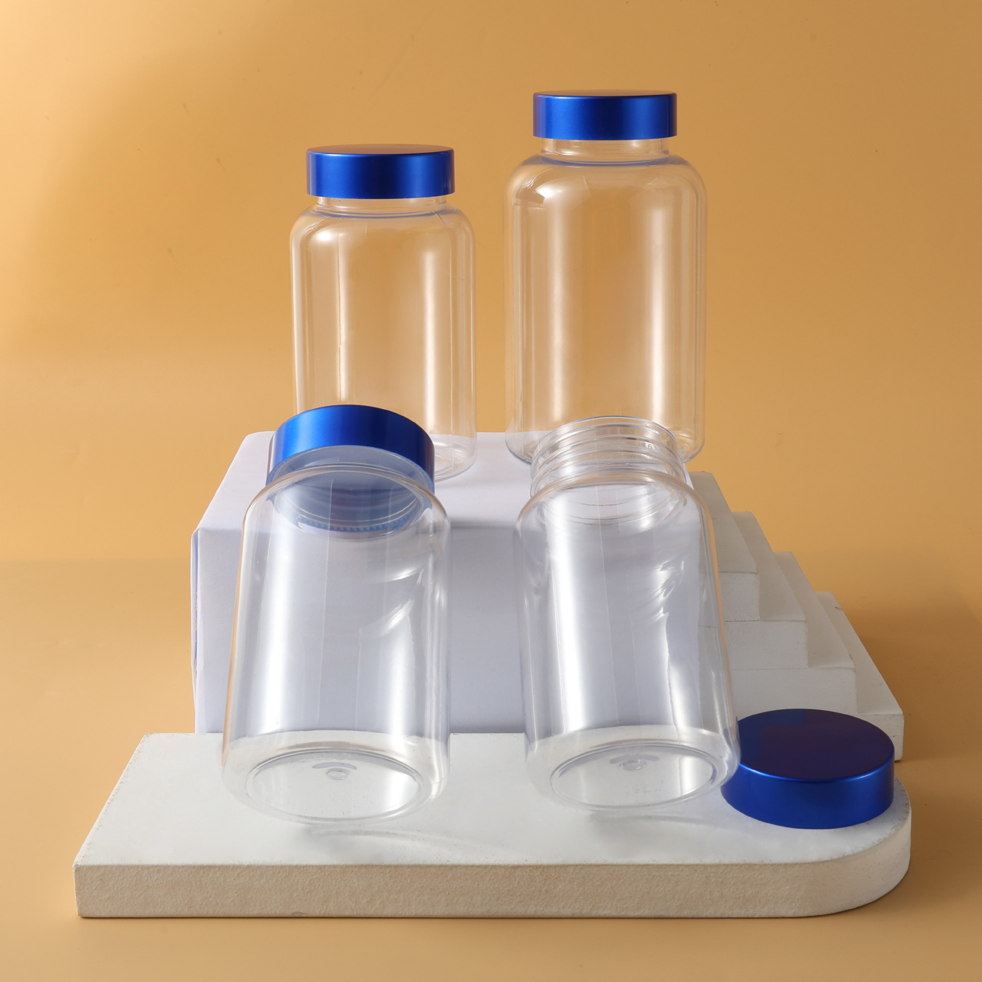 Transparent capsule bottle 225ml200ml300ml PET packaging health care product packaging bottle empty bottle sealed small bottle