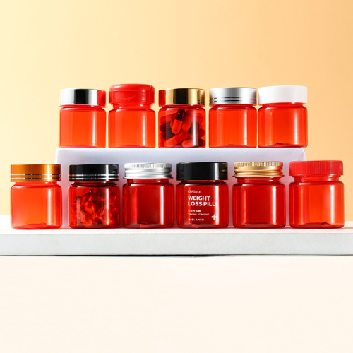 30ml semi-transparent red bottle food grade packaging general empty bottle small medicine bottle sealed sub-bottle PET plastic bottle