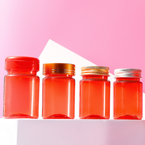 50ml semi-transparent red bottle food grade packaging general empty bottle small medicine bottle sealed sub-bottle PET plastic bottle