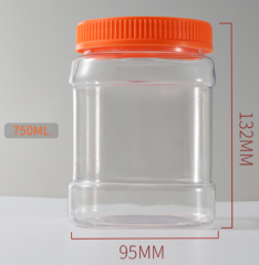 PET plastic wide mouth bottle 750ml transparent food jar black plum cashew storage jar large capacity