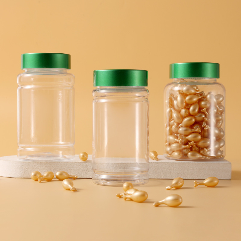 Transparent capsule bottle 225ml200ml300ml PET packaging health care product packaging bottle empty bottle sealed small bottle