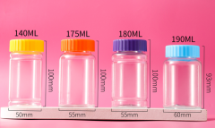 Food grade pet140-300ml transparent capsule bottle gear pressure screw cap food packaging bottle portable large capacity