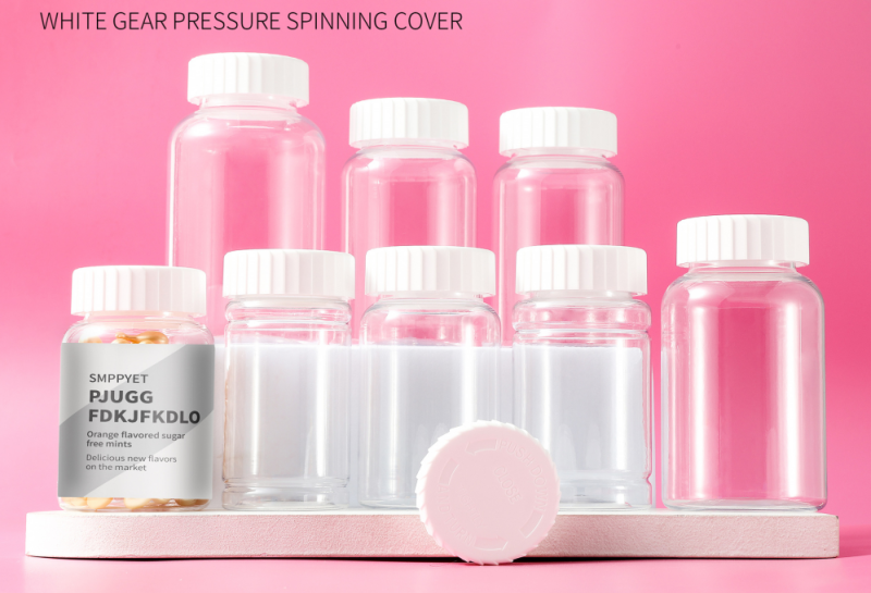 Food grade pet140-300ml transparent capsule bottle gear pressure screw cap food packaging bottle portable large capacity