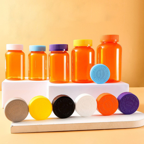Food grade capsule bottle 175/200/225/250/300ml candy bottle press cap seal plastic bottle