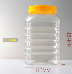 Transparent plastic bottle 1900ml PET food portable cover packaging bottle wide mouth bottle sealed jar