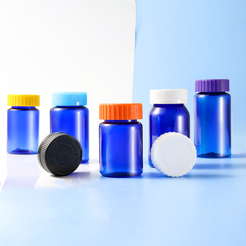 Blue empty bottle 80-150ml capsule bottle press screw cap food grade medicine bottle empty bottle small bottle
