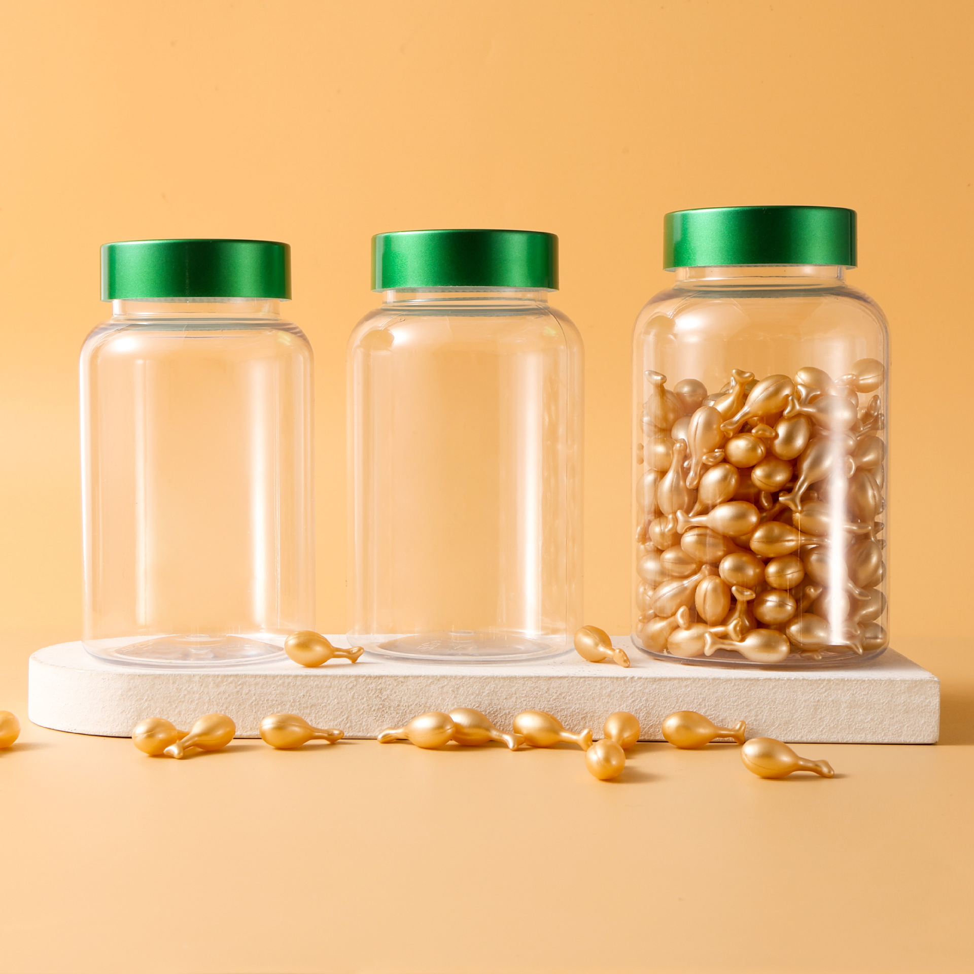 Transparent capsule bottle 225ml200ml300ml PET packaging health care product packaging bottle empty bottle sealed small bottle