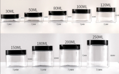 High-grade 30g50g100g plastic Pet cream bottle 68 teeth packaging jar black cover skin care packaging bottle 700g