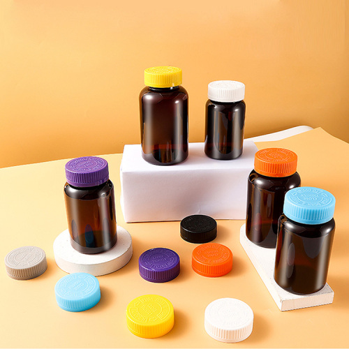 PET 175/200/225/250/300ml brown bottle stripe screw cap food packaging bottle candy bottle