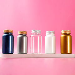 Food grade pet 120ml large ring bottle aluminum cover tablet powder sub-bottle thickened portable capsule bottle