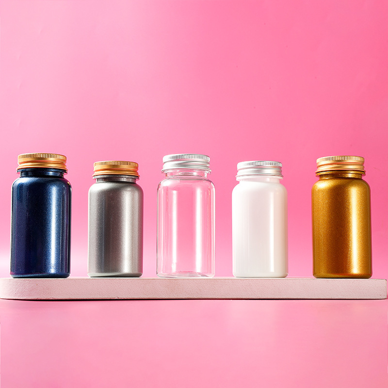 Food grade pet 120ml large ring bottle aluminum cover tablet powder sub-bottle thickened portable capsule bottle