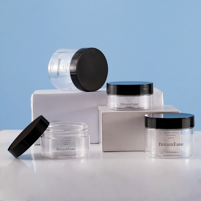 High-grade 30g50g100g plastic Pet cream bottle 68 teeth packaging jar black cover skin care packaging bottle 700g