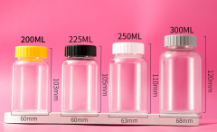 Food grade pet140-300ml transparent capsule bottle gear pressure screw cap food packaging bottle portable large capacity
