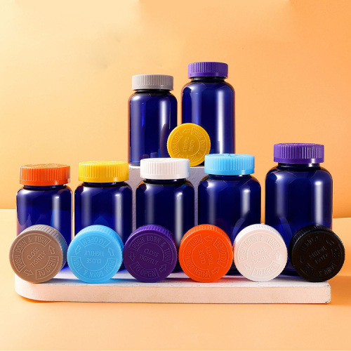175/200/225/250/300ml translucent blue bottle striped screw cap PET capsule bottle