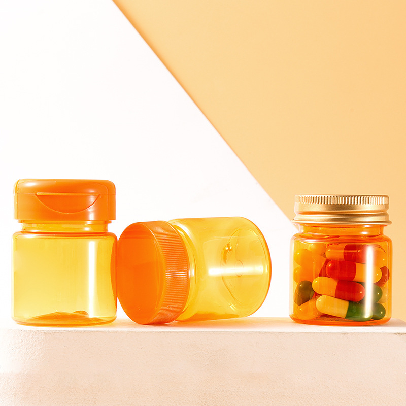 PET 30ml orange capsule bottle food grade health care product empty bottle small medicine bottle sealed sub-bottle plastic bottle