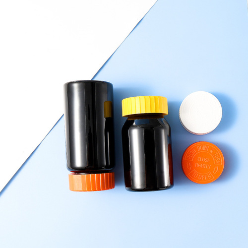 Black empty bottle small bottle 80-150ml capsule bottle press screw cap food grade medicine bottle empty bottle small bottle