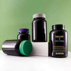 PET 400ml black capsule bottle powder packaging bottle screw cap