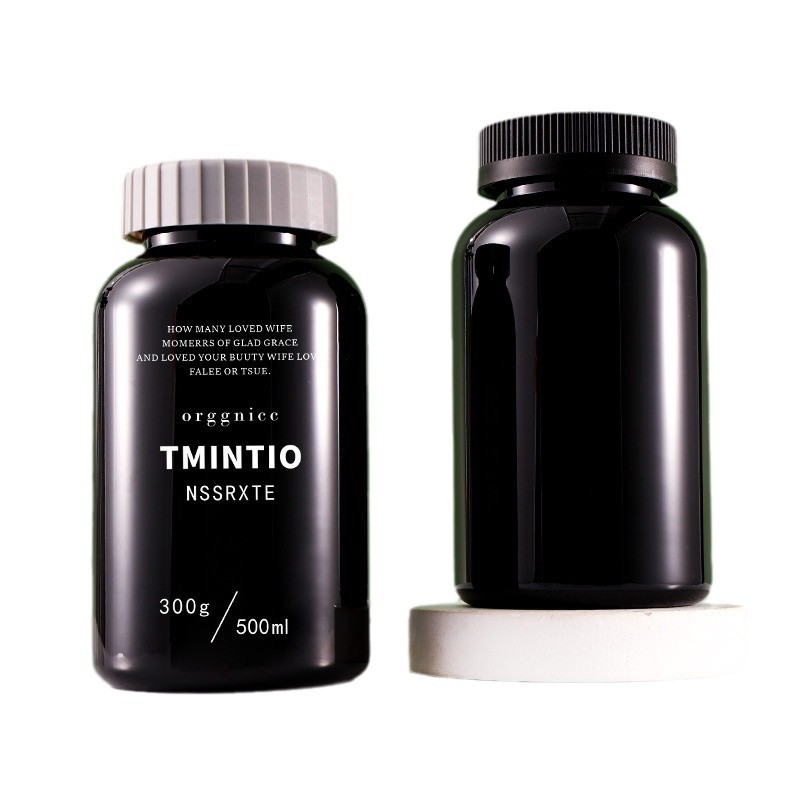 Black PET health product bottle 500ml powder tablet bottle 500cc