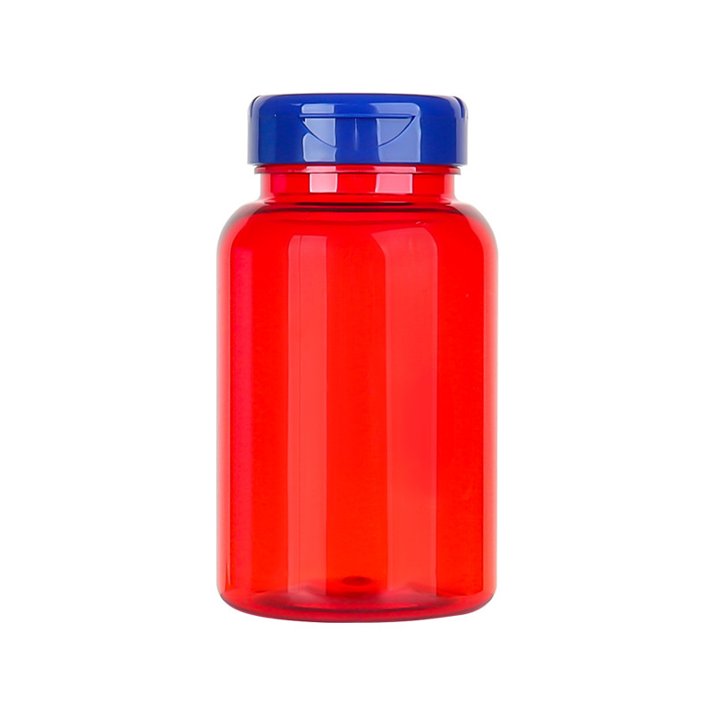 PET 225ml translucent red bottle Cordyceps powder tablet candy health care product bottle PP flip cover sealed packaging