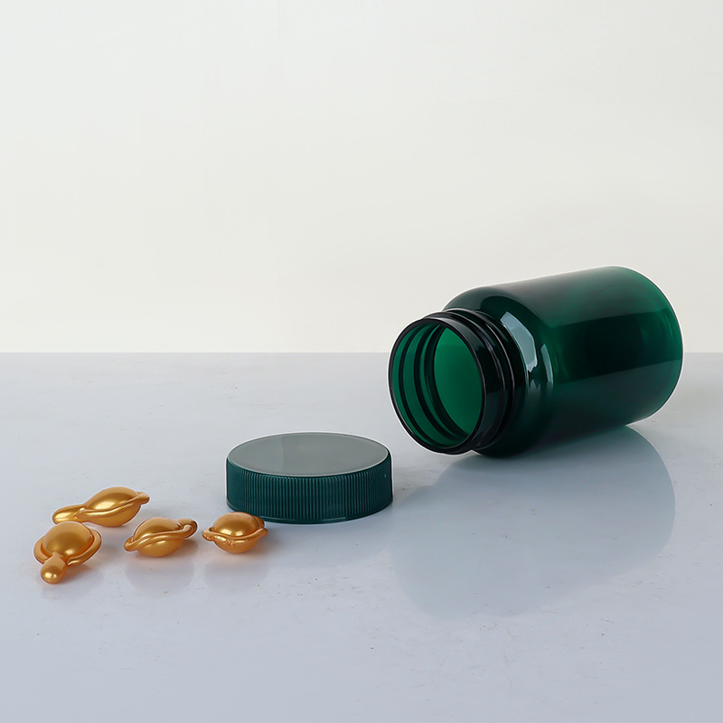 Dark green 80-150 ml high-end health care product bottle pet plastic bottle empty medicine bottle soft capsule bottle
