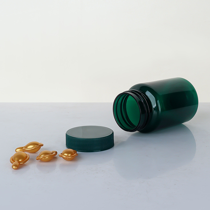 Dark green 80-150 ml high-end health care product bottle pet plastic bottle empty medicine bottle soft capsule bottle