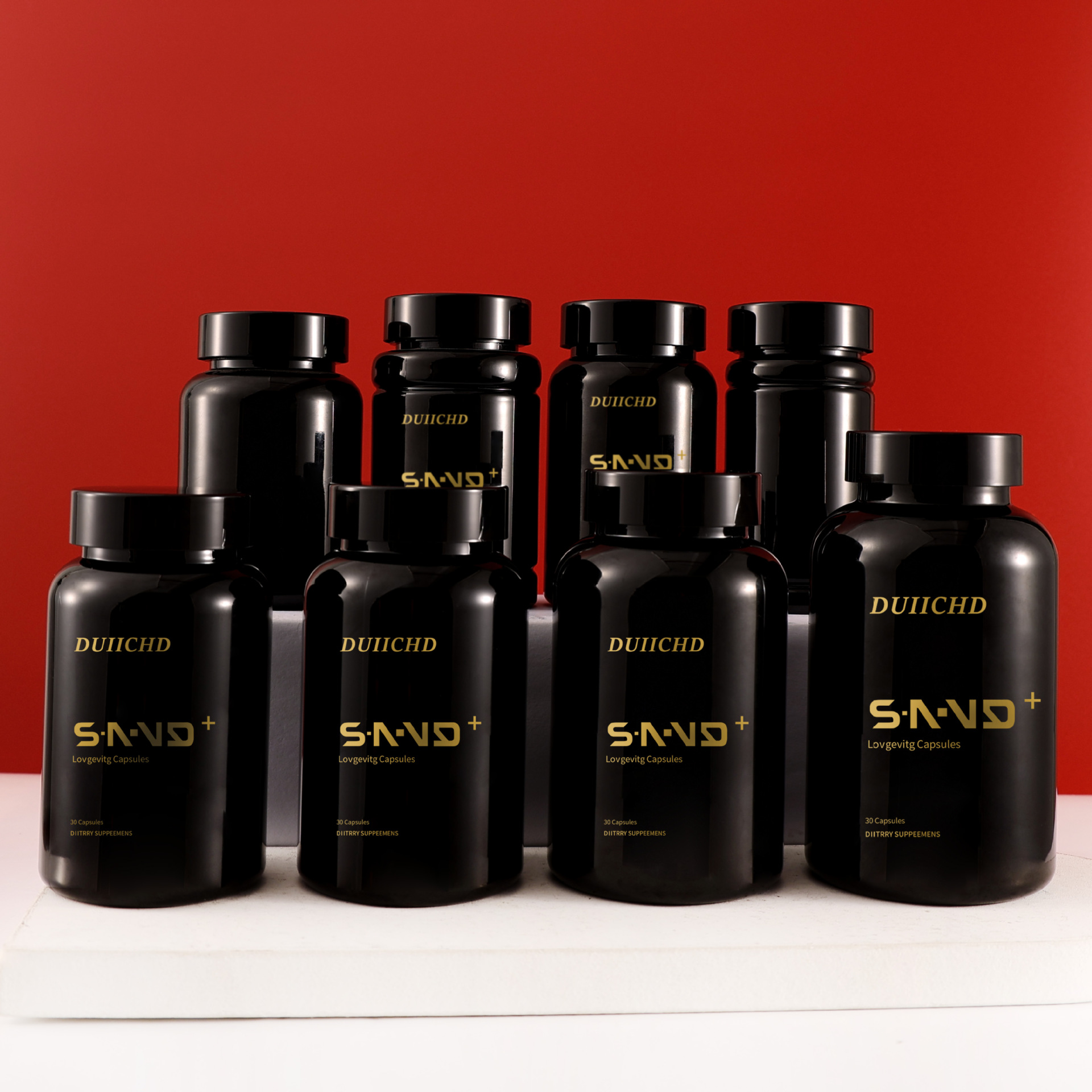 140-300 ml PET black capsule bottle black cover empty medicine bottle packing health care capsule portable thickened