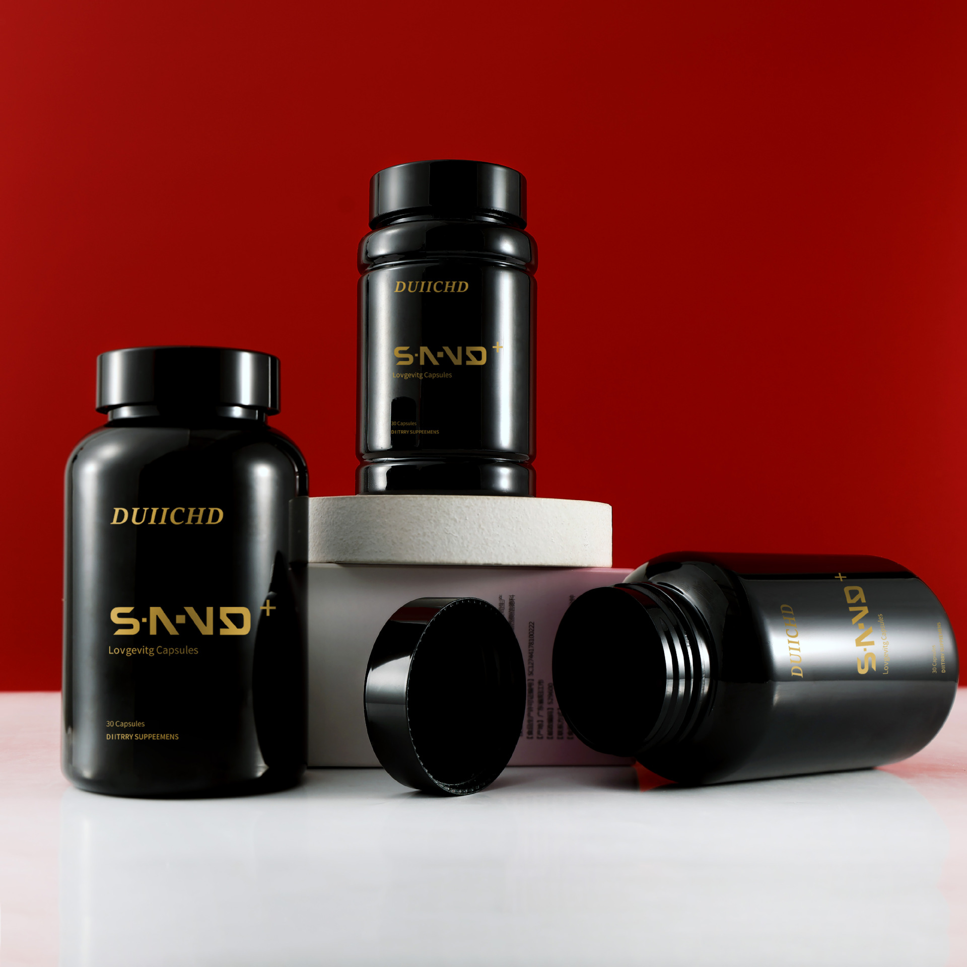 140-300 ml PET black capsule bottle black cover empty medicine bottle packing health care capsule portable thickened