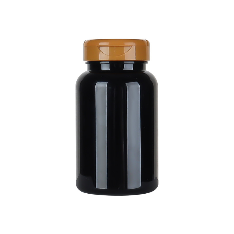 200ML black PET plastic large capacity health care product bottle Cordyceps saffron capsule packaging large bottle PP flip cover