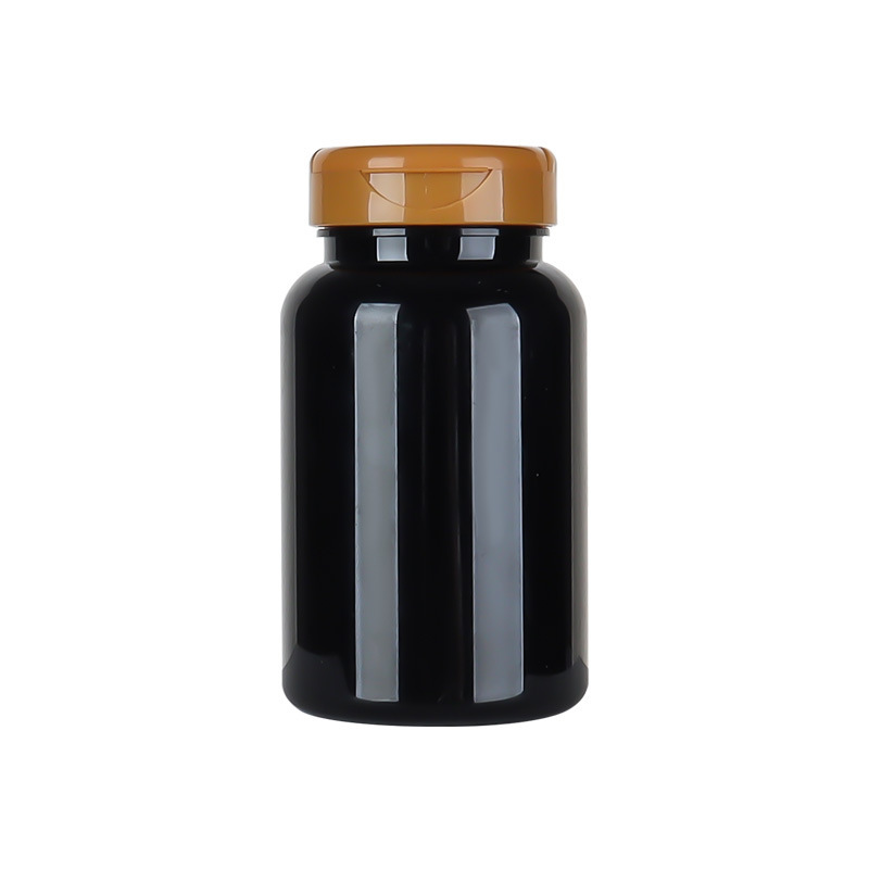 200ML black PET plastic large capacity health care product bottle Cordyceps saffron capsule packaging large bottle PP flip cover