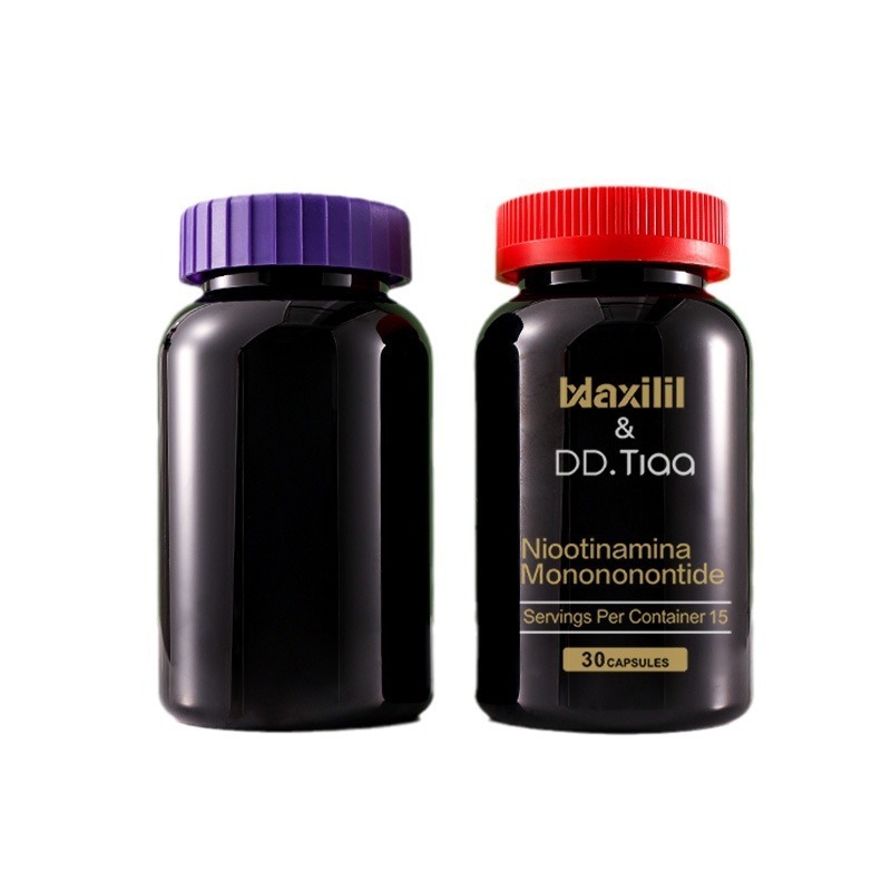 PET 400ml black capsule bottle powder packaging bottle screw cap