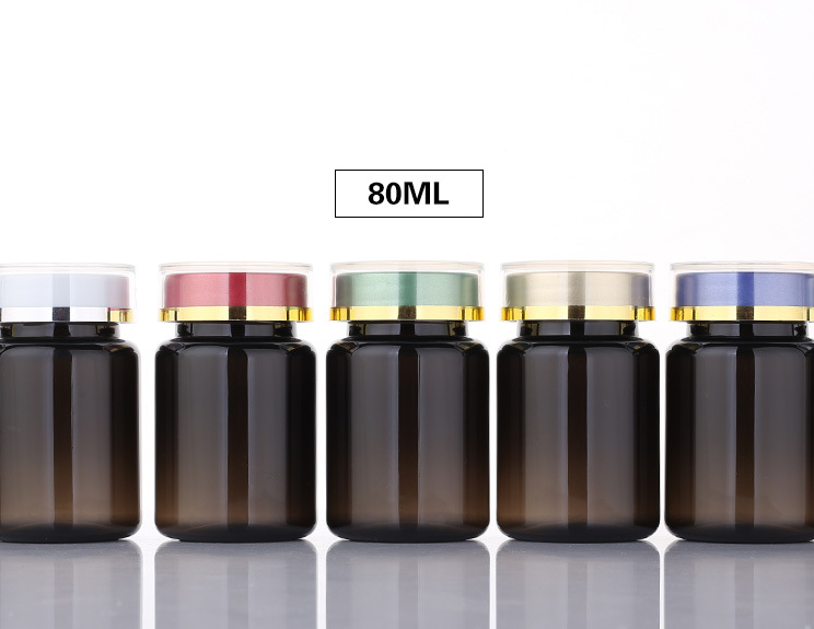 PET plastic bottle 120ml translucent black health food packaging bottle
