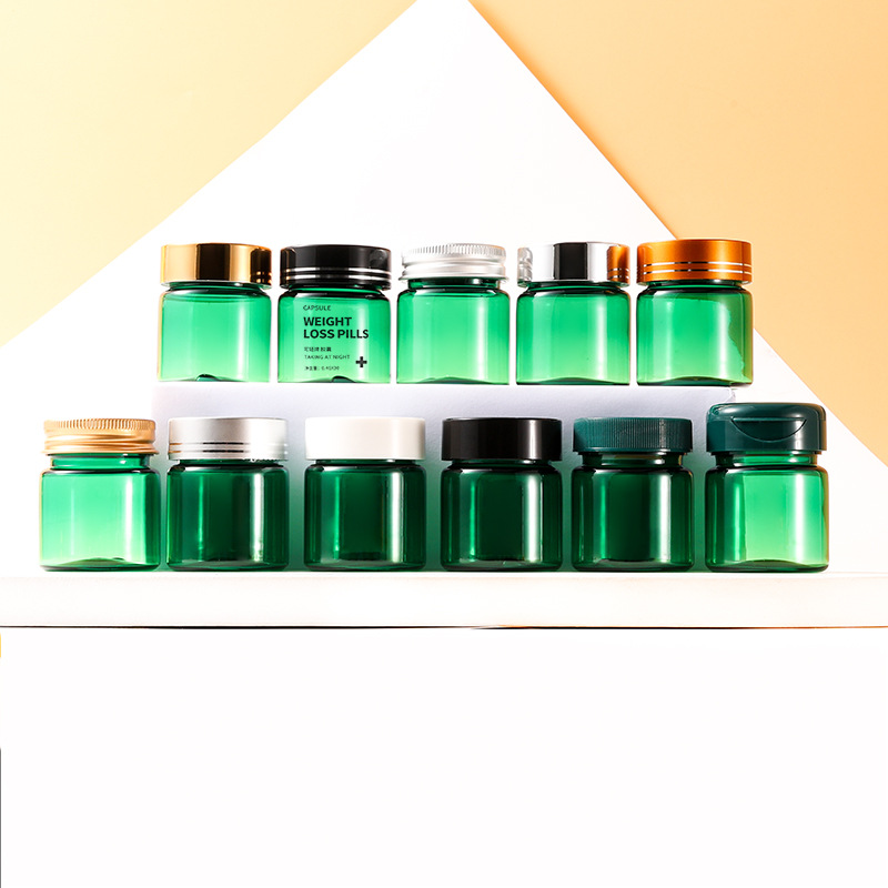PET plastic bottle 30ml semi-transparent green bottle food grade packaging general empty bottle small medicine bottle sealed sub-bottle