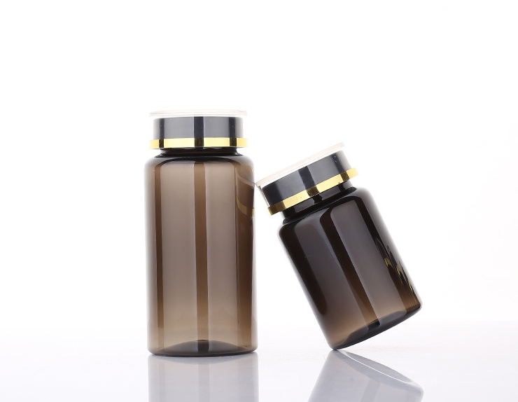 PET plastic bottle 120ml translucent black health food packaging bottle