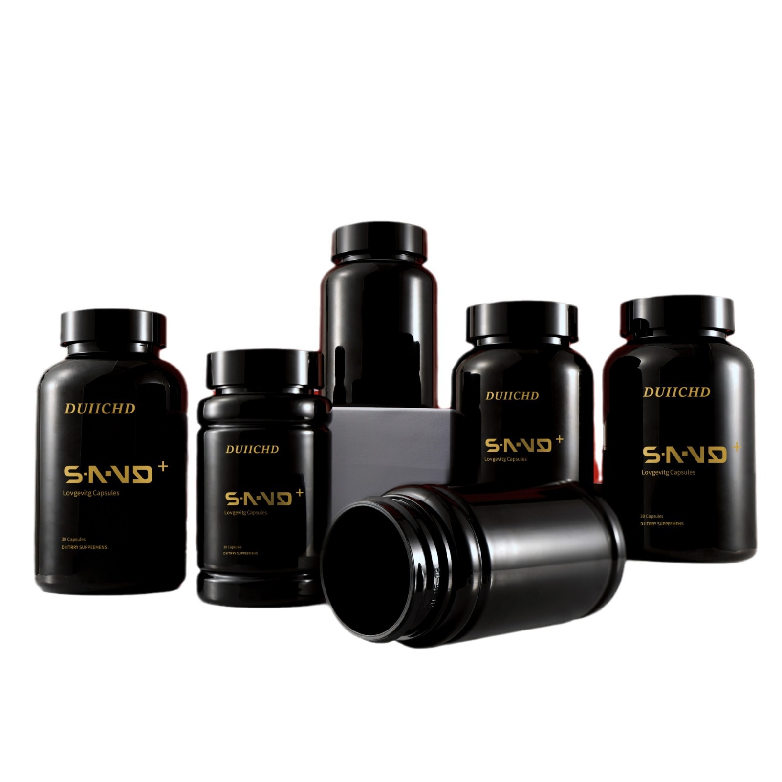 140-300 ml PET black capsule bottle black cover empty medicine bottle packing health care capsule portable thickened