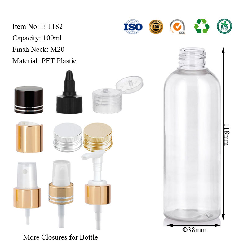 PET plastic cosmo bottles 60ML 100ML 120ML 200ML 250ML 500ML