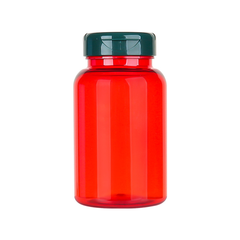 PET 225ml translucent red bottle Cordyceps powder tablet candy health care product bottle PP flip cover sealed packaging