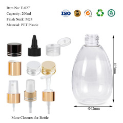 PET plastic bulb bottles 120ML 200ML 300ML 480ML 750ML