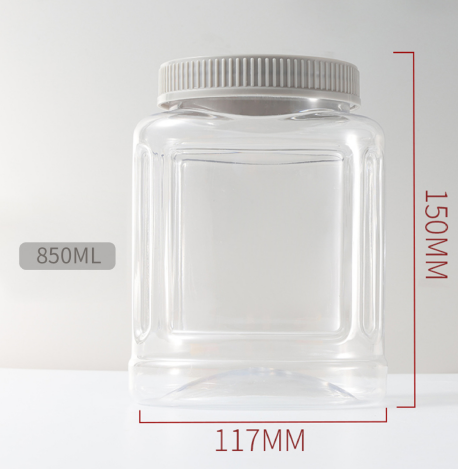 850ml transparent jar food grade PET plastic wide mouth bottle dried fruit melon seeds special shaped sub-bottle