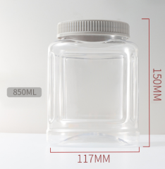850ml transparent jar food grade PET plastic wide mouth bottle dried fruit melon seeds special shaped sub-bottle