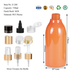 PET plastic slanted shoulder round bottles 120ML 230ML 500ML 780ML