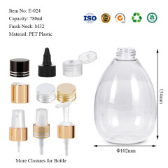 PET plastic bulb bottles 120ML 200ML 300ML 480ML 750ML