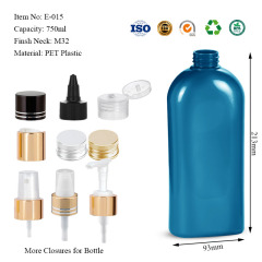 PET plastic flat bottles 120ML 300ML 500ML 750ML 1000ML