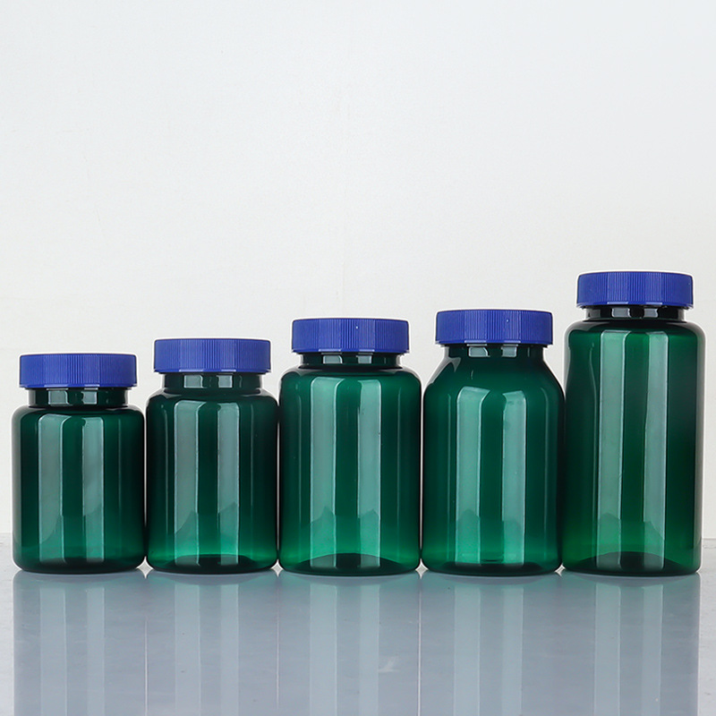 Dark green 80-150 ml high-end health care product bottle pet plastic bottle empty medicine bottle soft capsule bottle
