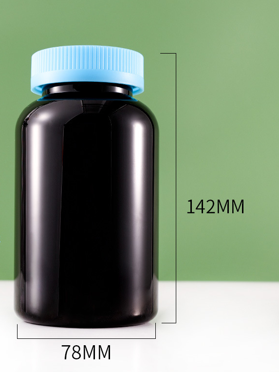 Black PET health product bottle 500ml powder tablet bottle 500cc