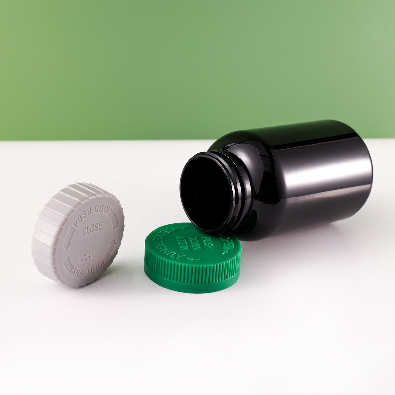 PET 400ml black capsule bottle powder packaging bottle screw cap