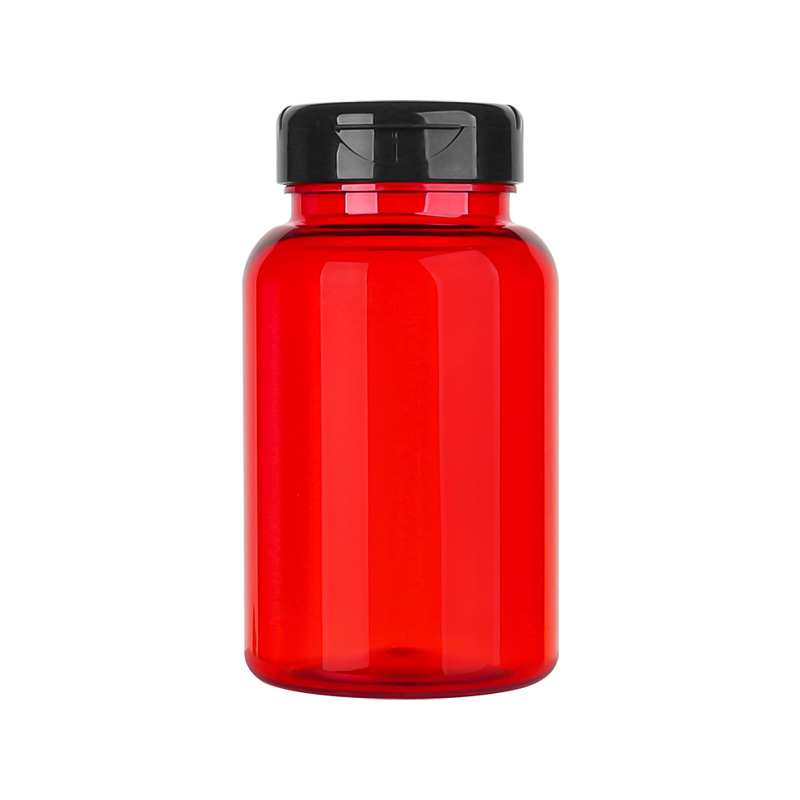 PET 225ml translucent red bottle Cordyceps powder tablet candy health care product bottle PP flip cover sealed packaging
