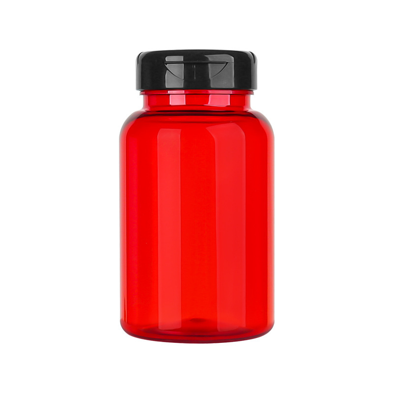 PET 225ml translucent red bottle Cordyceps powder tablet candy health care product bottle PP flip cover sealed packaging