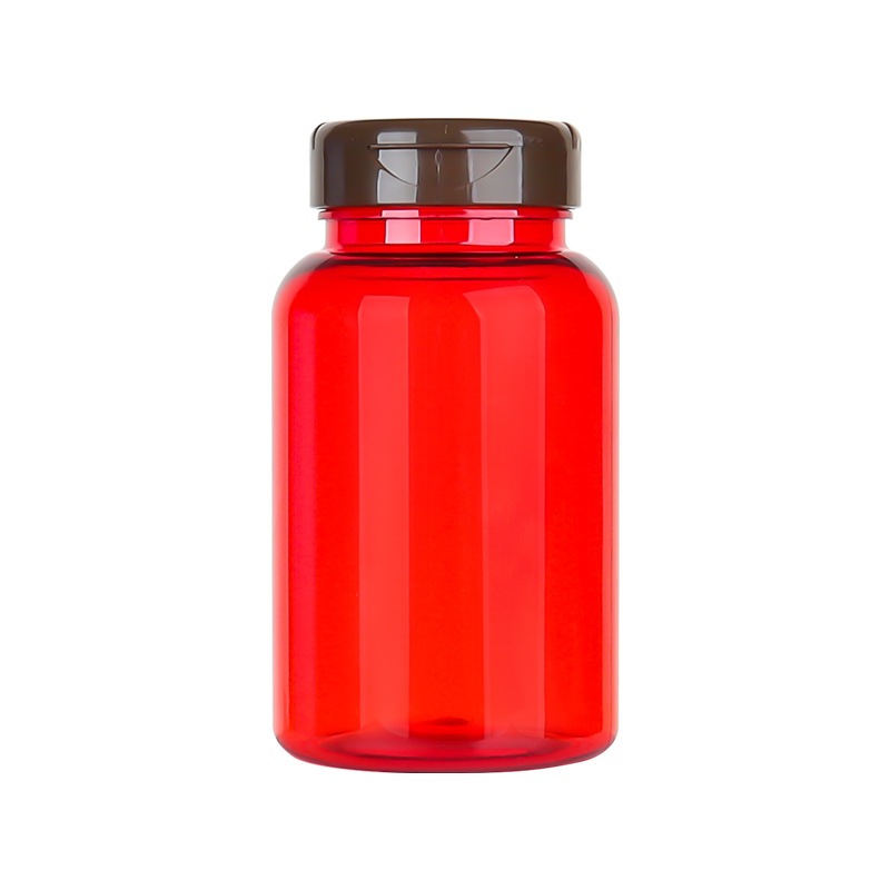 PET 225ml translucent red bottle Cordyceps powder tablet candy health care product bottle PP flip cover sealed packaging