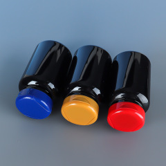 200ML black PET plastic large capacity health care product bottle Cordyceps saffron capsule packaging large bottle PP flip cover